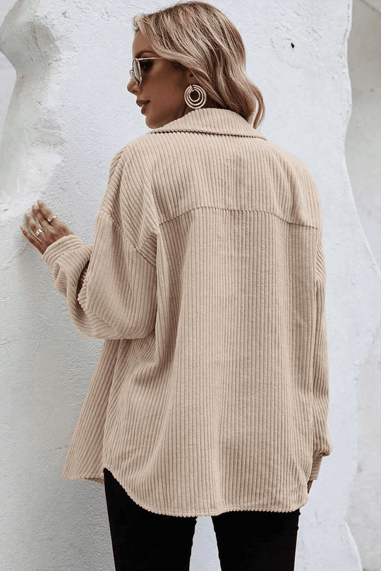 R&B | Rippierte Hemdjacke Baumwollmischung Komfortabel und Elegant