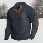 R&B | Niccolò Gerippter Stehkragenpullover Wildleder Ellbogenpatches Pullover
