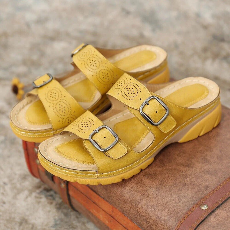 Damen Sandalen aus Leder mit verstellbarem Riemen R&B R&B