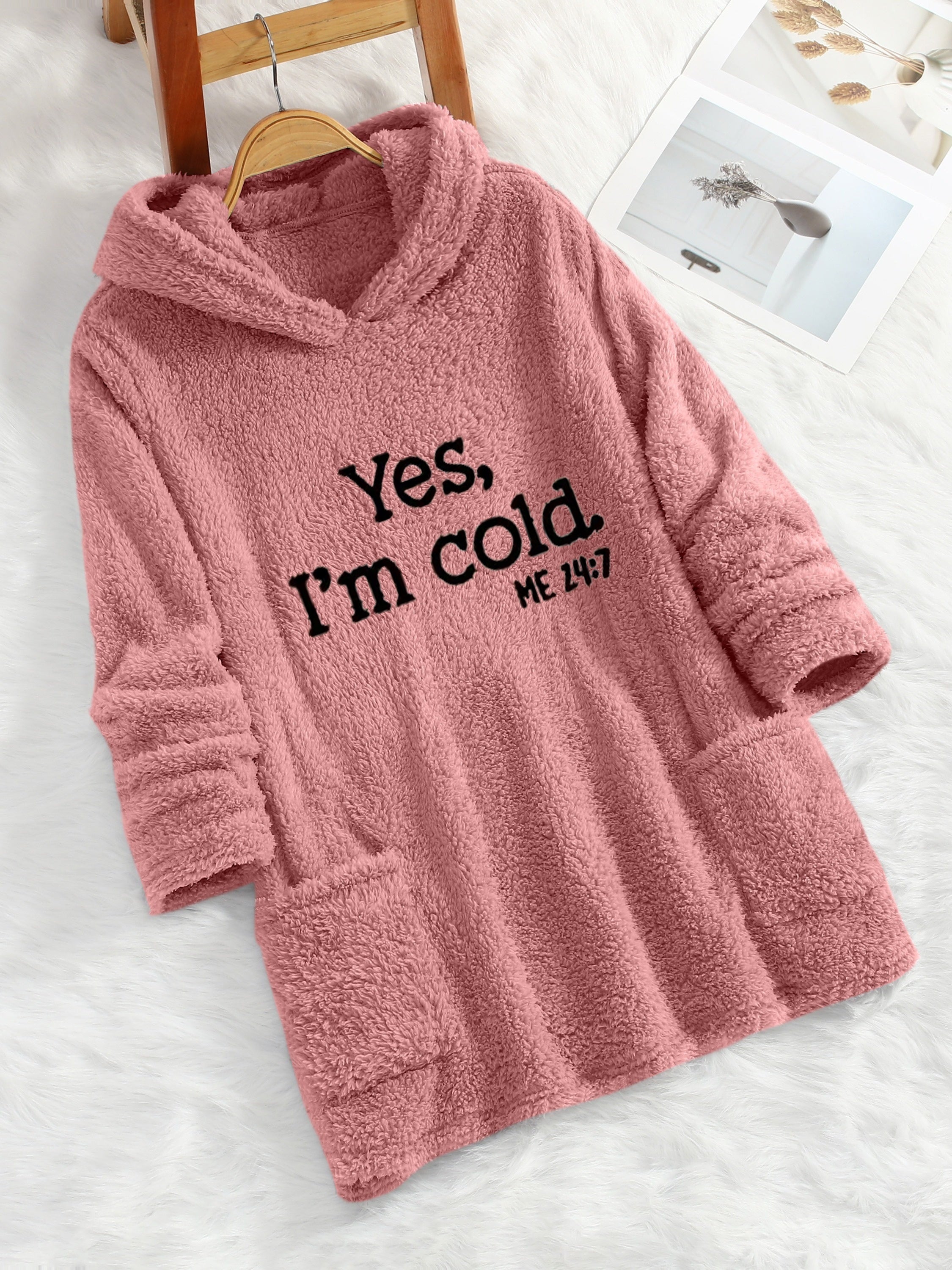 R&B | Langer Hoodie mit Print Fleece Wärme und Komfort