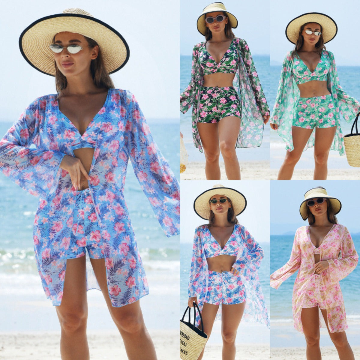 R&B | Bedrucktes dreiteiliges Bikini-Set