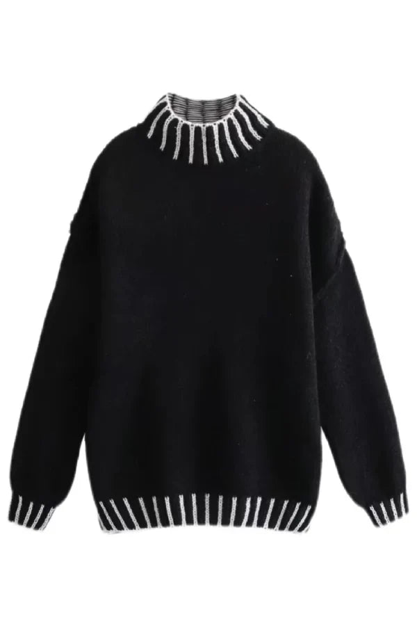 R&B | Gemütlicher Rollkragenpullover mit Farbblockmuster