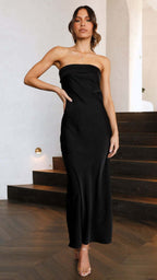 R&B | Satin rückenfreies Röhrentop Kleid