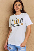 R&B | Simply Love Große Halloween-Themen Grafik Baumwoll-T-Shirt