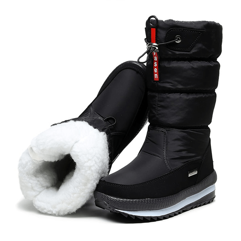 R&B | Damen Wasserdichte Mid-Calf Plüsch Stiefel