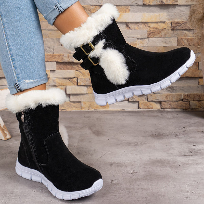 Stilvolle Winterstiefel mit Fellbesatz und Schnallen R&B R&B