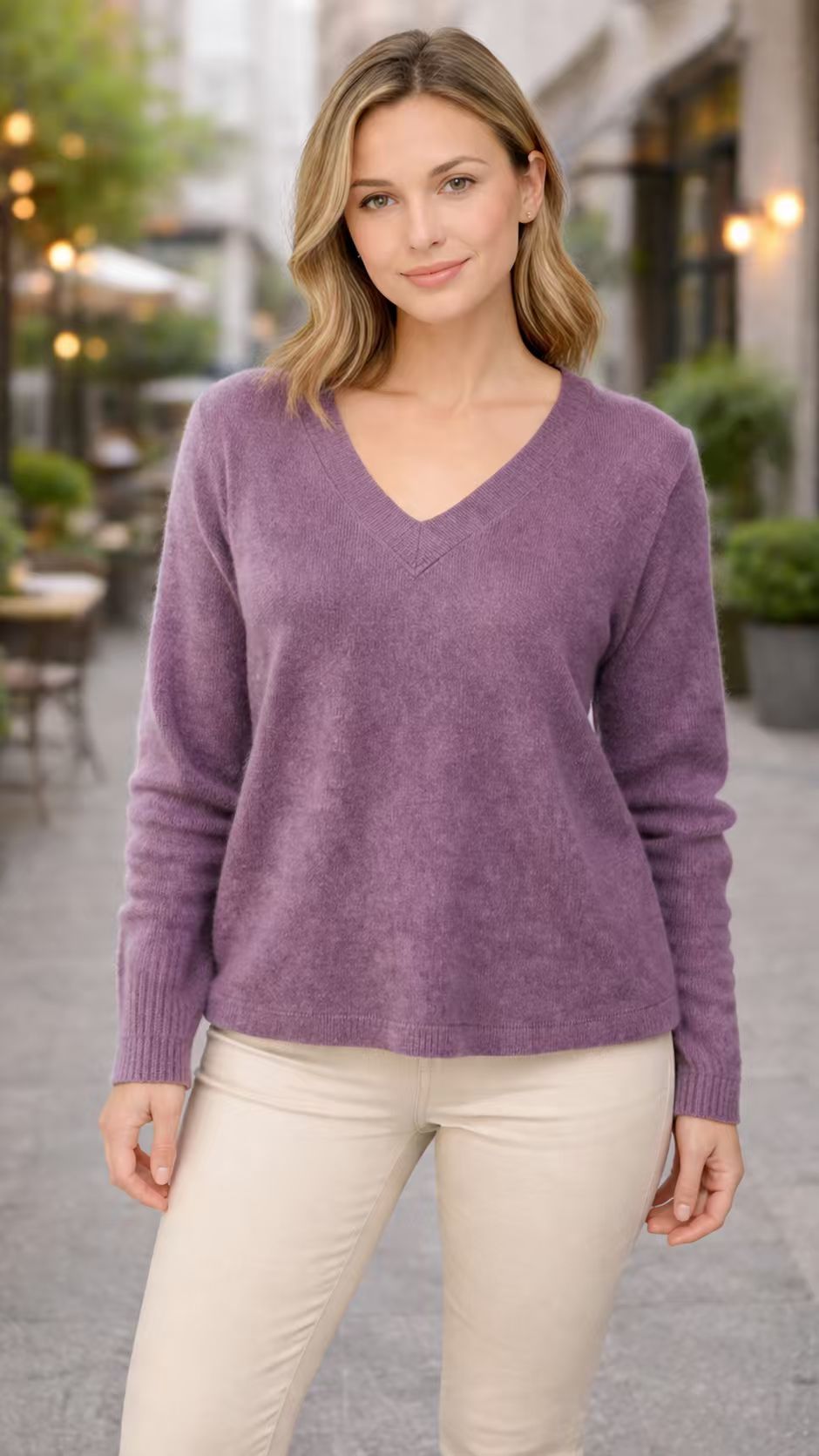 Amara I Vintage Pullover mit V-Ausschnitt