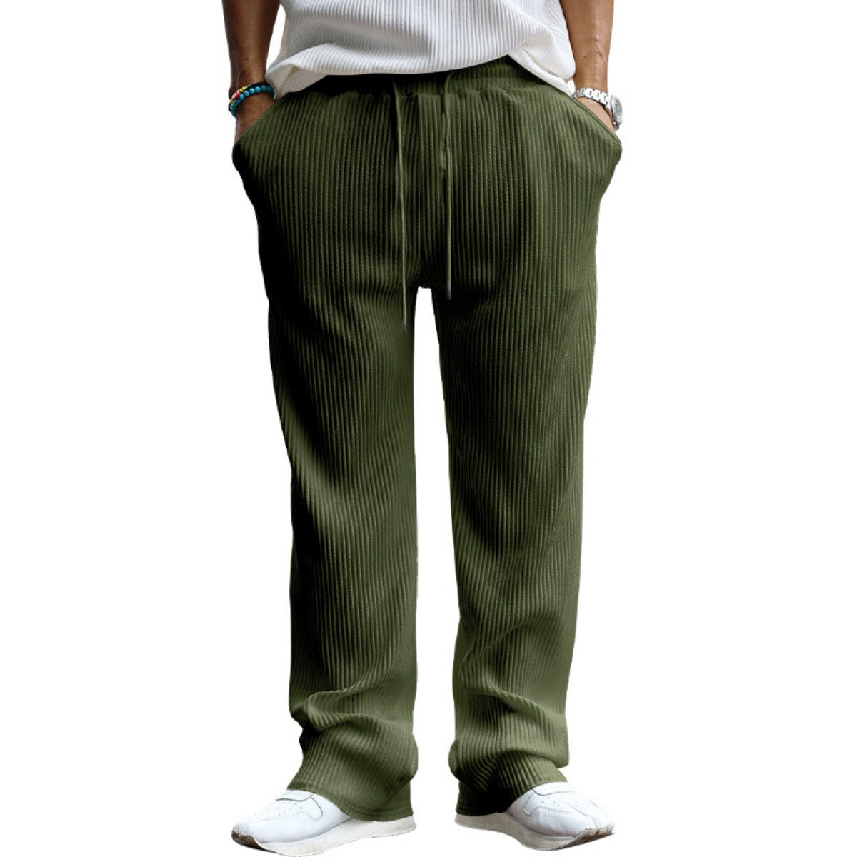 R&B | Dropping Gestreifte Hose mit hoher Taille und weitem Bein