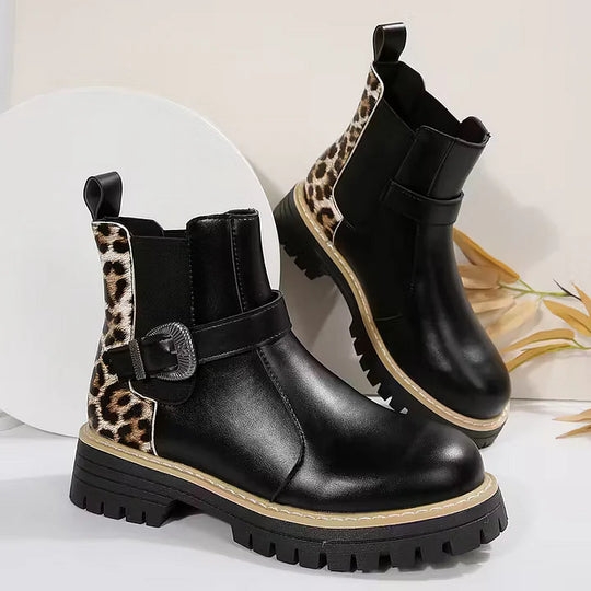 Retro-Stiefeletten mit Schnalle und dicken Absätzen R&B R&B