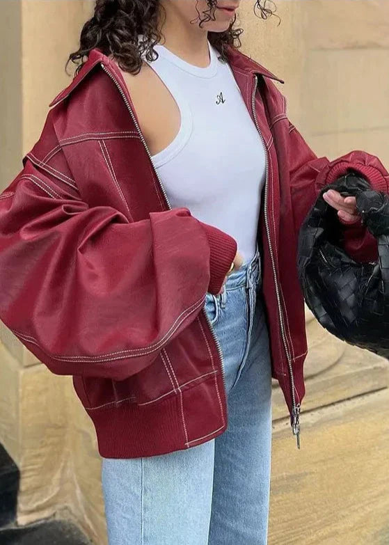 R&B | Weinroter Reißverschlussjacke