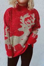 R&B | Weihnachtsmuster Gestrickter Rundhalsausschnitt Langarmpullover