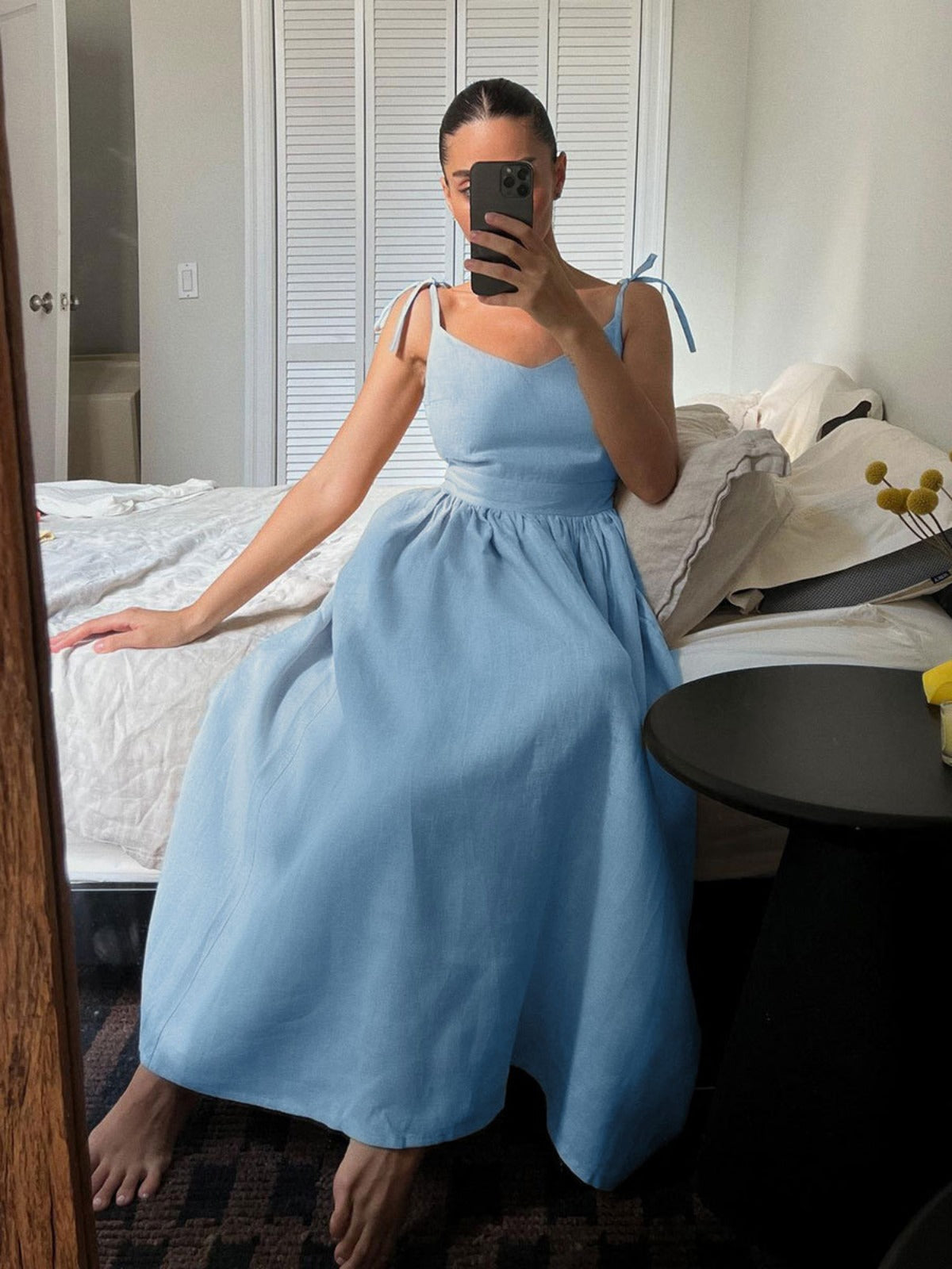 R&B | Neckholder-Kleid aus Baumwolle mit Hosenträgern