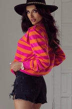 Stripe Schulterpolster Rundhals-Pullover