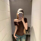 R&B | Schräge Schulter Off-Shoulder Kurzarm