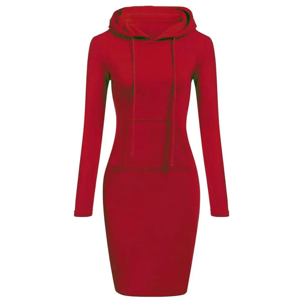 R&B | Hoodie Kleid Lange Ärmel Verstellbare Kapuze Kängurutasche Slim Fit