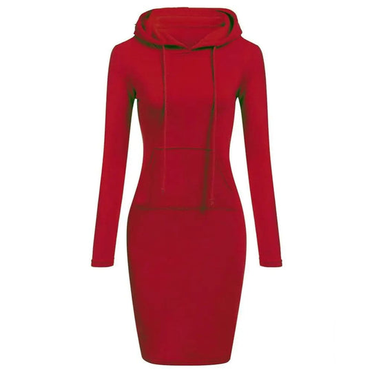R&B | Hoodie Kleid Lange Ärmel Verstellbare Kapuze Kängurutasche Slim Fit