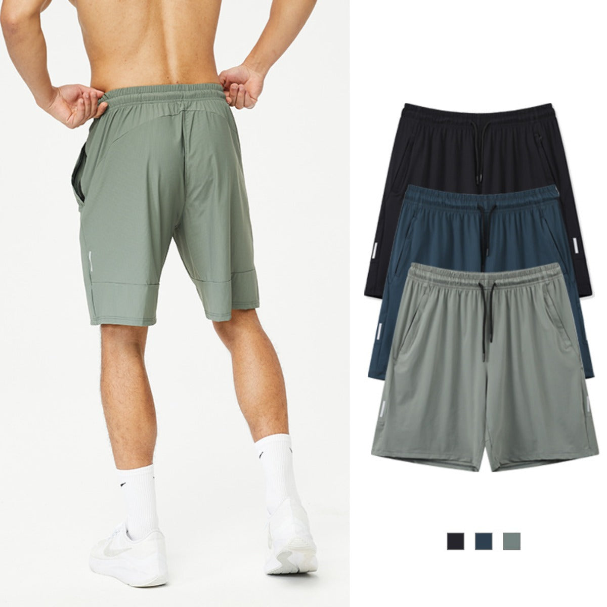R&B | Schnelltrocknende Sportshorts mit reflektierendem Streifen