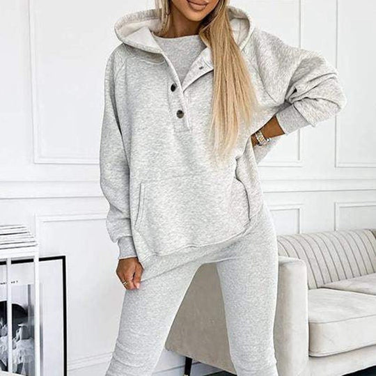 R&B | 3-Teiliges Damen-Sportanzug mit Lockerem Kapuzenpullover und Slim-Hosen