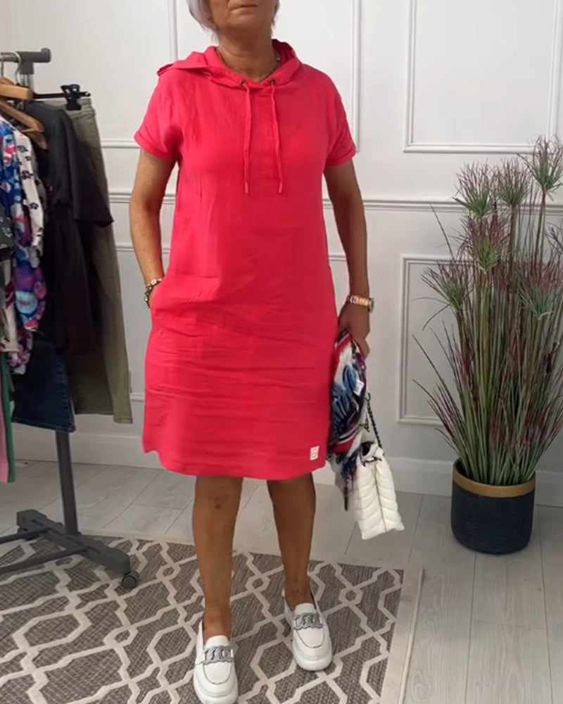 R&B | Kurzärmliges Freizeitkleid mit Kapuze