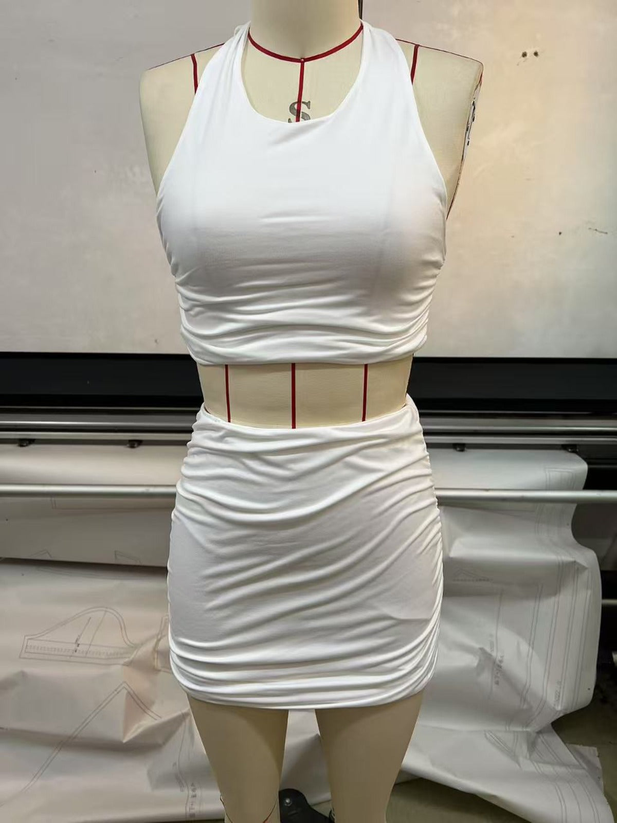 R&B | Ärmelloses Neck Tube Top Weste Hip Wrap Set
