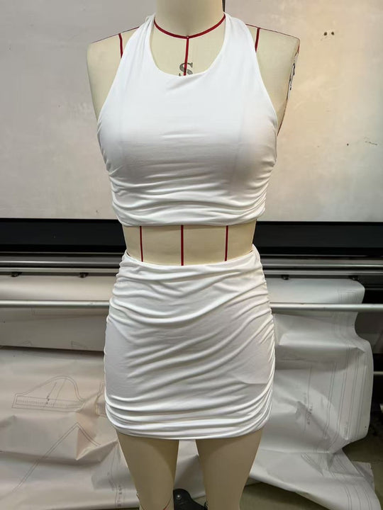 R&B | Ärmelloses Neck Tube Top Weste Hip Wrap Set