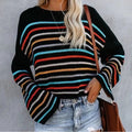R&B | gestreifter V-Ausschnitt-Strickpullover für den Lagenlook im Herbst