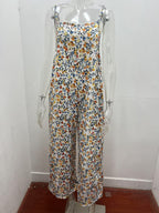 R&B | Verstellbarer Schultergurt Druck lässig Hosenträger floral Jumpsuit
