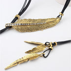 R&B | Goldene Feder Halskette Im Boho Stil