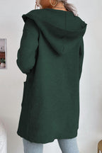 R&B | geripptes offen-front Cardigan mit Kapuze und Taschen