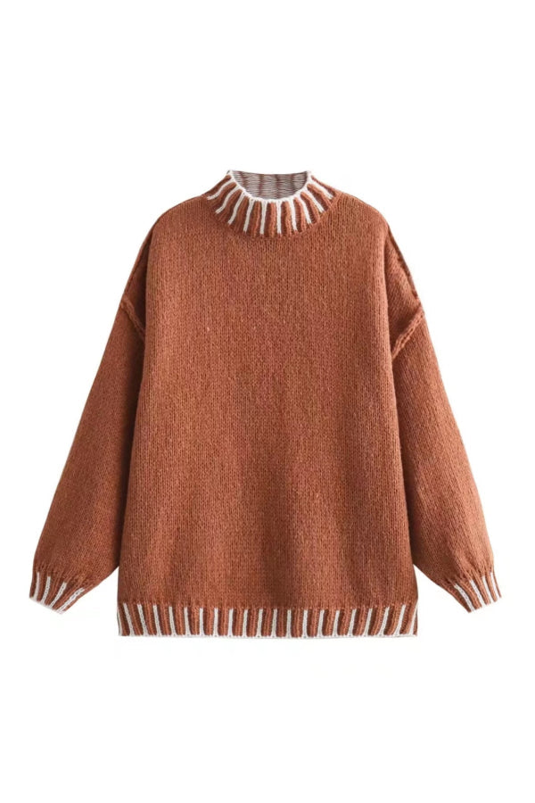 R&B | Gemütlicher Rollkragenpullover mit Farbblockmuster