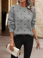 R&B | langärmliger poker-dot-pullover