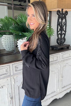 R&B | Gerippte Blusenjacke mit Pailletten-details Polyester-mischung Festlich und Trendy
