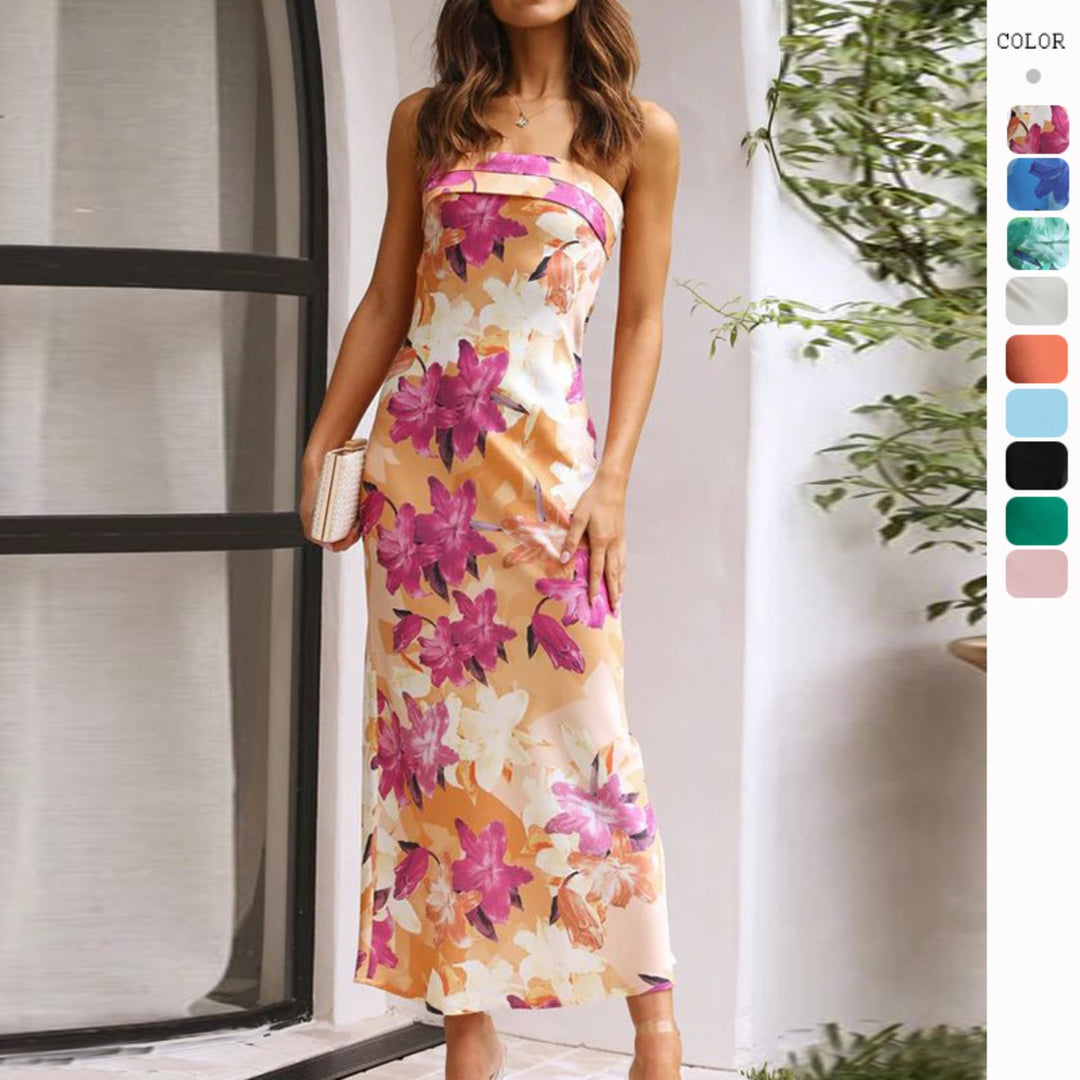 R&B | Satin rückenfreies Röhrentop Kleid
