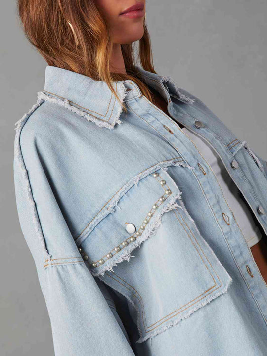 R&B | Button Down Raw Hem Denim Jacke