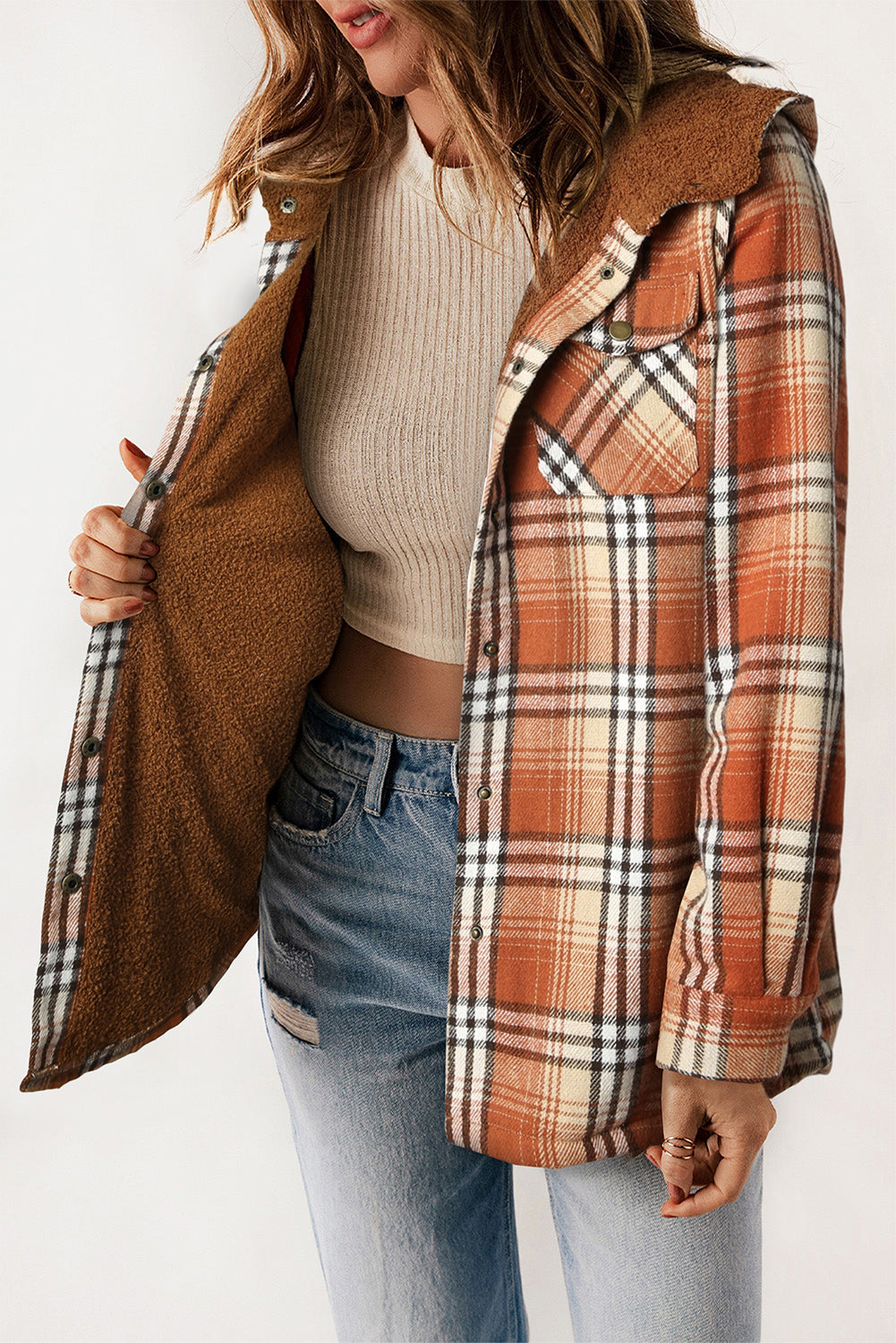R&B | Gepunktete Jacke mit Kapuze Weiches Plüschfutter Perfekt für Kalte Tage