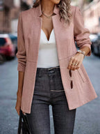 R&B | Modernes Rosa Einfarbiges Blazer Jackett mit Langen Ärmeln