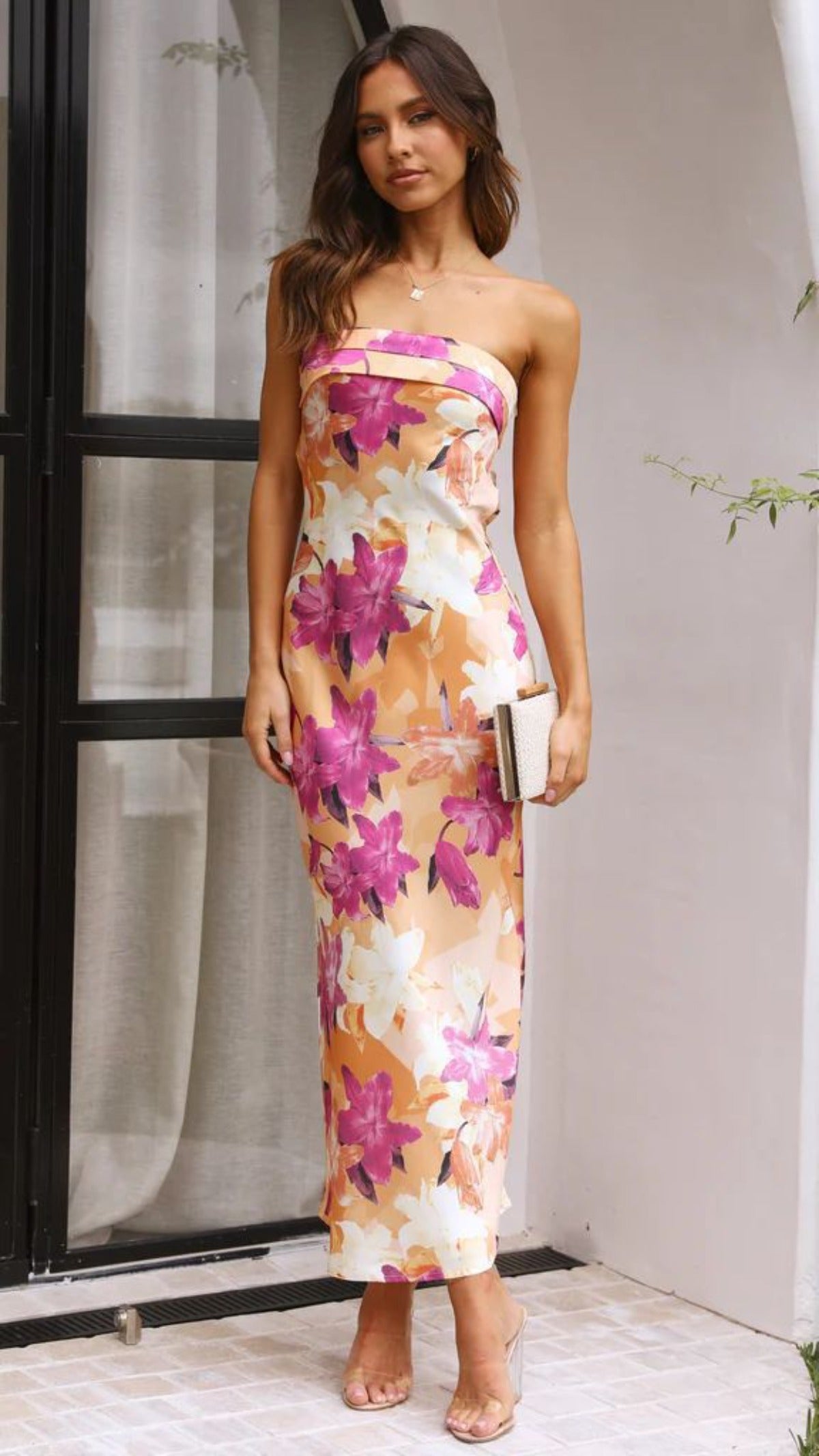 R&B | Satin rückenfreies Röhrentop Kleid