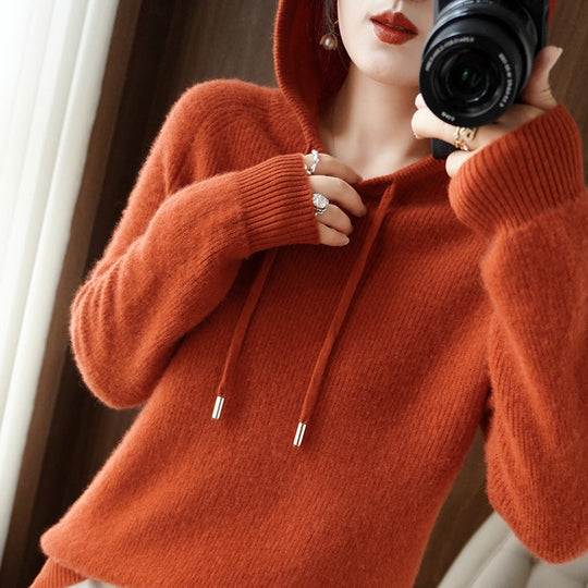R&B | Strickpullover mit Kapuze Weicher Strick Lässige Passform