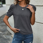 R&B | Solide Farbe Blase Ärmel T-Shirt Frauen