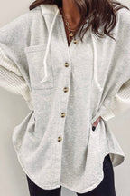 R&B | Langärmelige Bluse mit Kapuze und Knöpfen Baumwollmischung Komfort und Stil