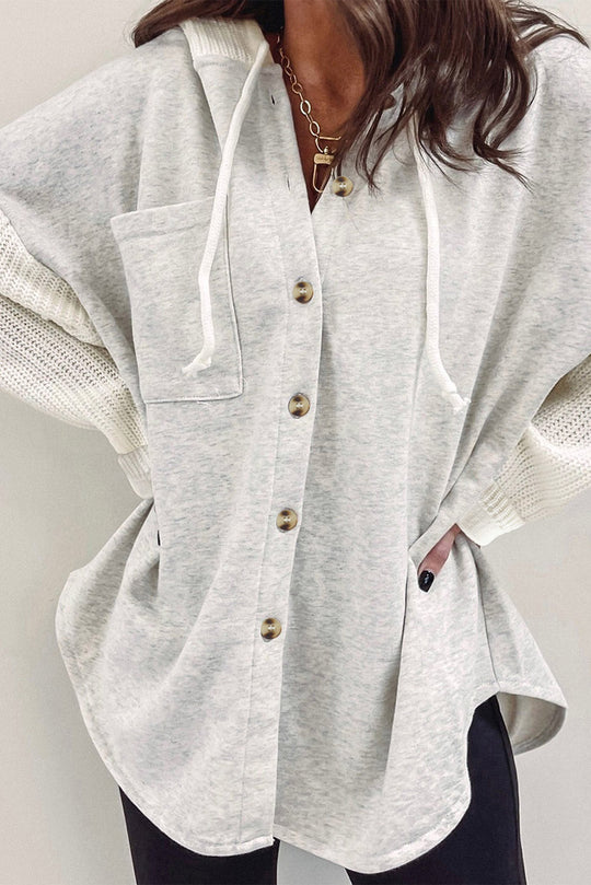 R&B | Langärmelige Bluse mit Kapuze und Knöpfen Baumwollmischung Komfort und Stil