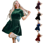 R&B | Einfarbiges Samtkleid