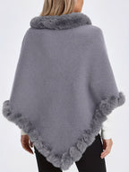 R&B | Poncho mit Pelzdetails Acrylmix Elegante Struktur