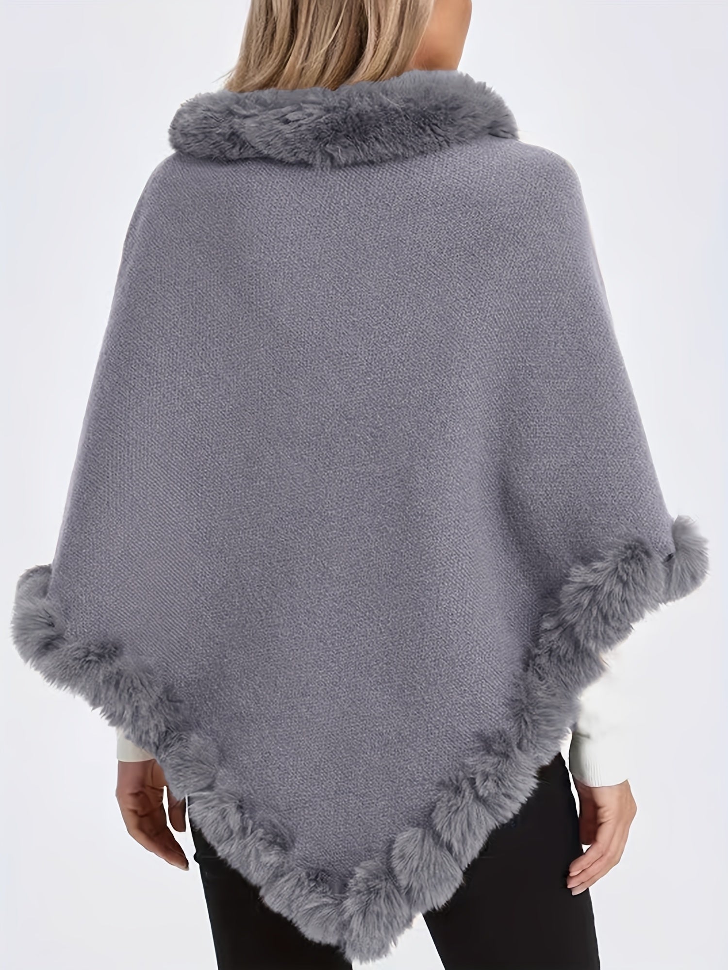 R&B | Poncho mit Pelzdetails Acrylmix Elegante Struktur