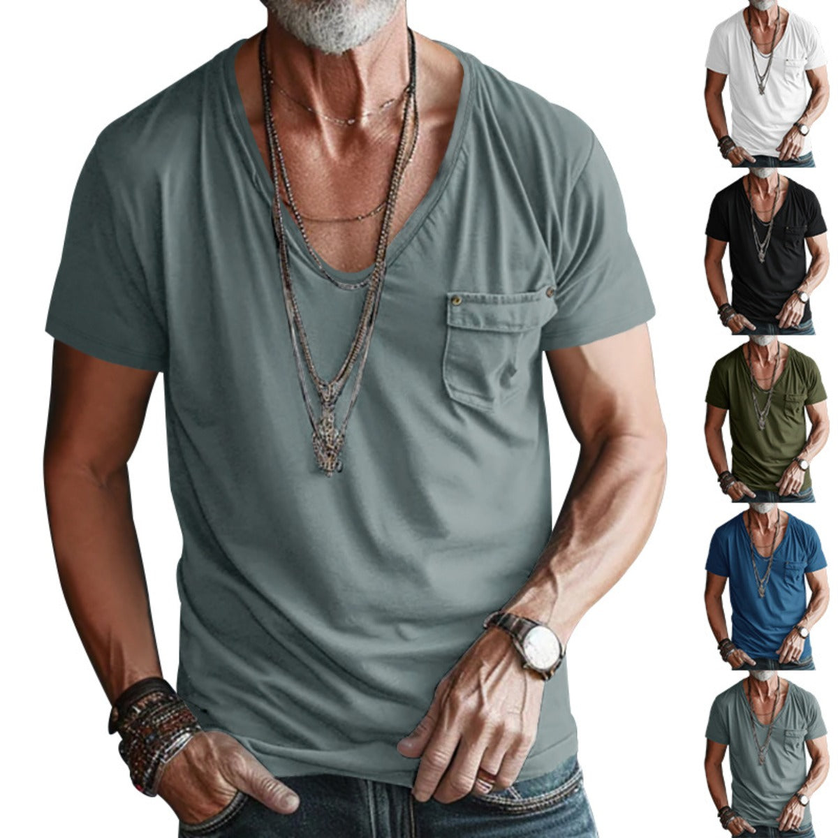 R&B | T-Shirt mit V-Ausschnitt in Übergröße