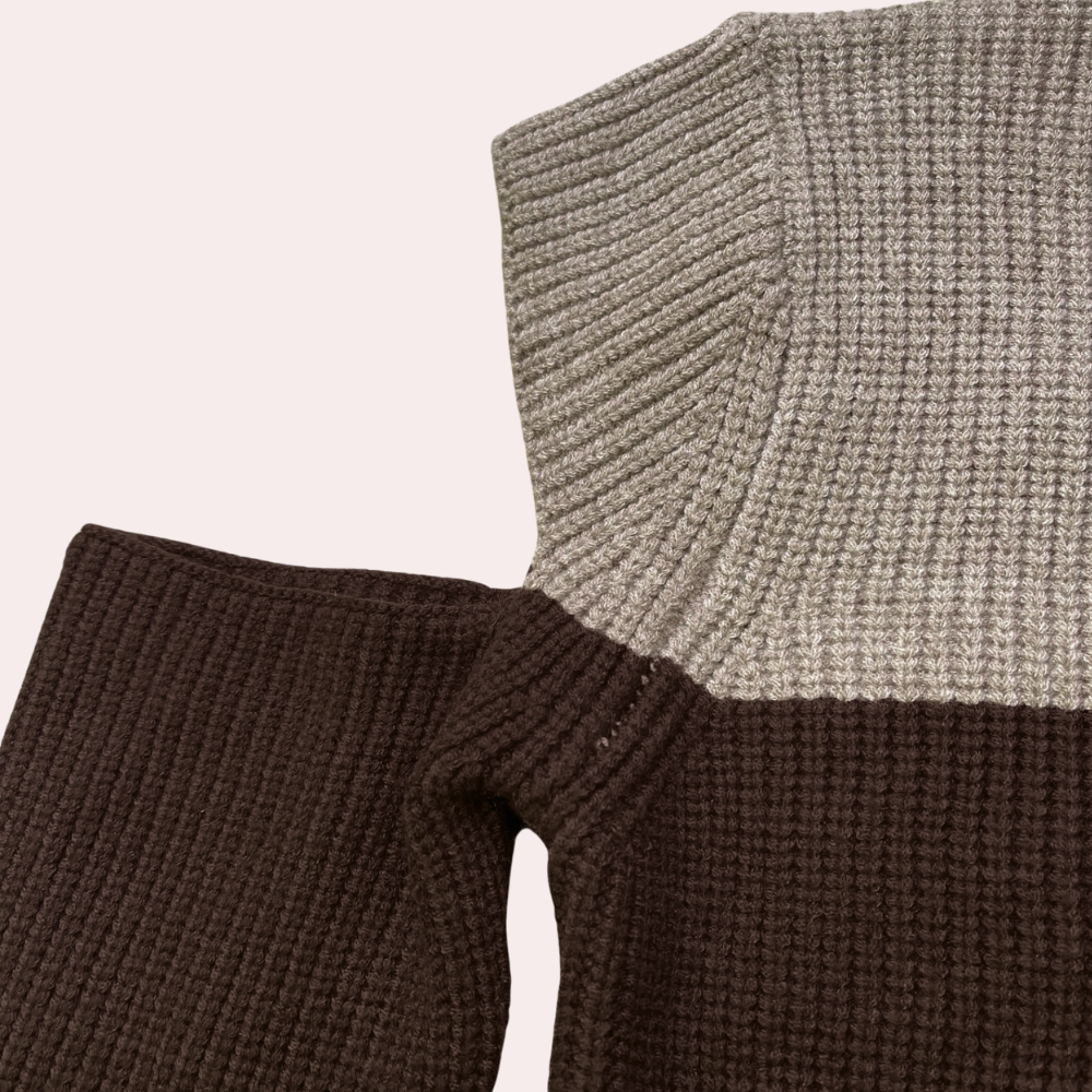 R&B | Zweifarbiger Strickpullover mit Cut-Out-Ärmeln