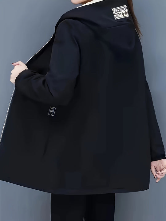 R&B | Stylische warme Fleece-Winterjacke mit Kapuze und Reißverschluss Ideal für Herbst/Winter