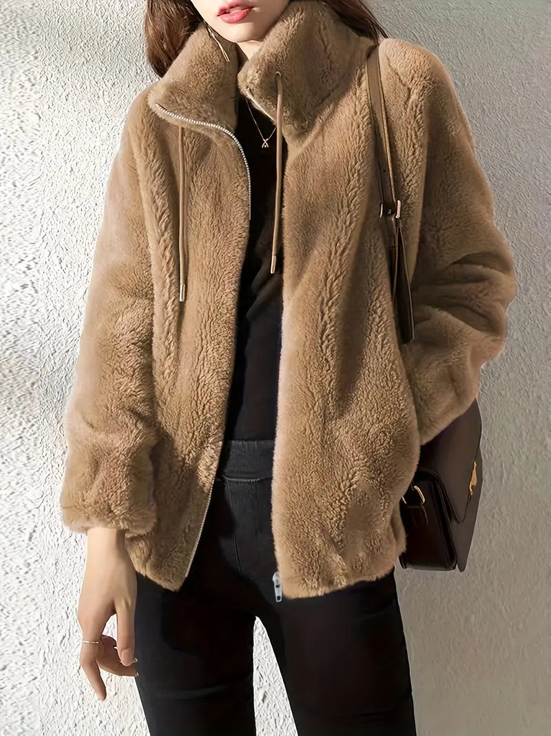 R&B | Warmer Damen Fleecejacke mit Stehkragen und Reißverschluss