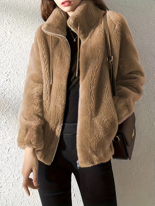 R&B | Zip up Langarm Teddy Mantel