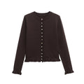 R&B | Rüschen Frauen Cardigan mit Knöpfen, Schickes Schichted Oberteil